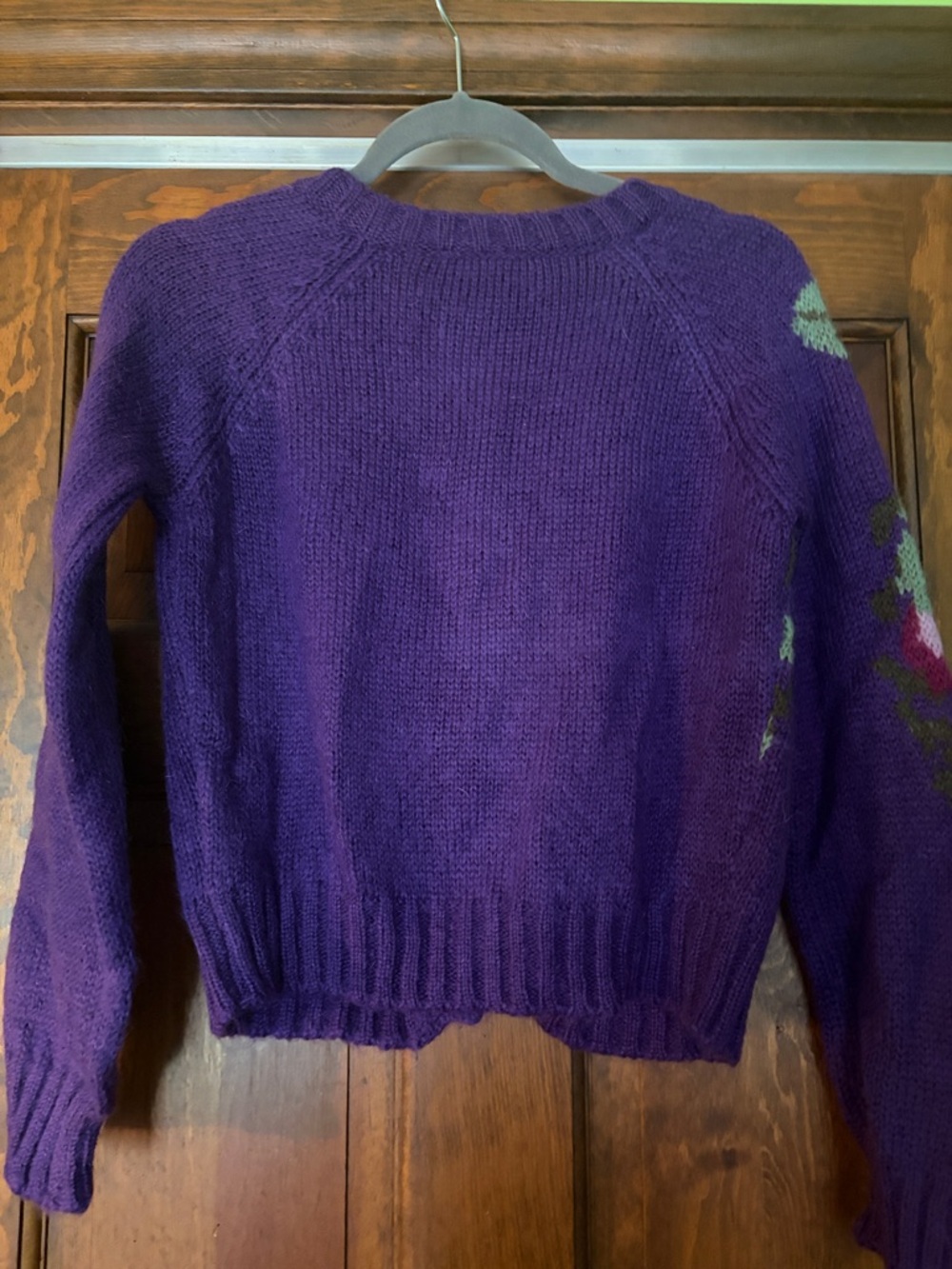 Stile Benetton Floral Knit Button-Front Women’s Cardigan Sweater - Picture 4 of 5